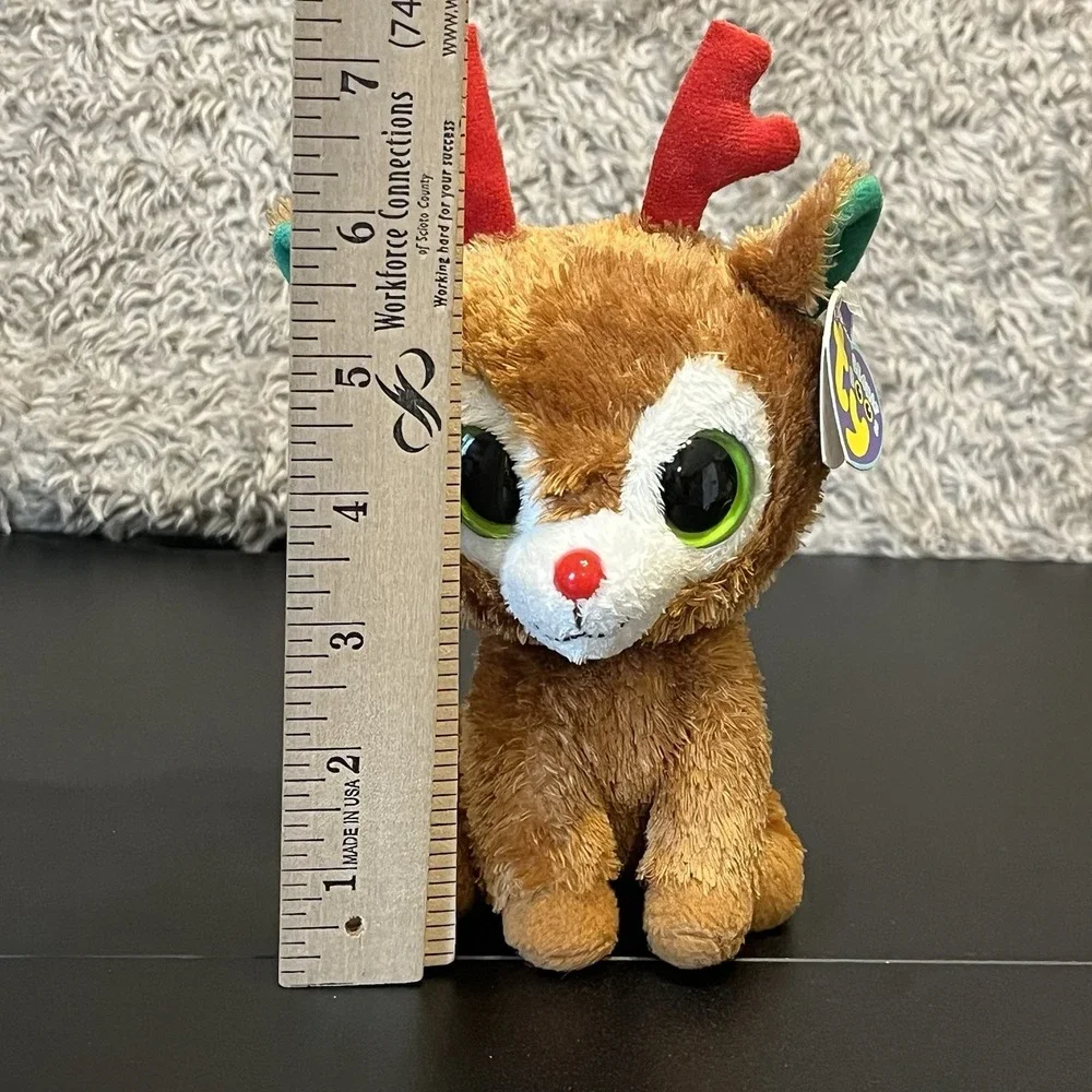 Ty Beanie Boos COMET THE REINDEER Solid Eyes 6